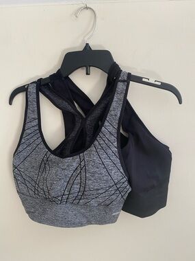 RBX Racerback Sports Bra Black and Gray 2 Pack Large
